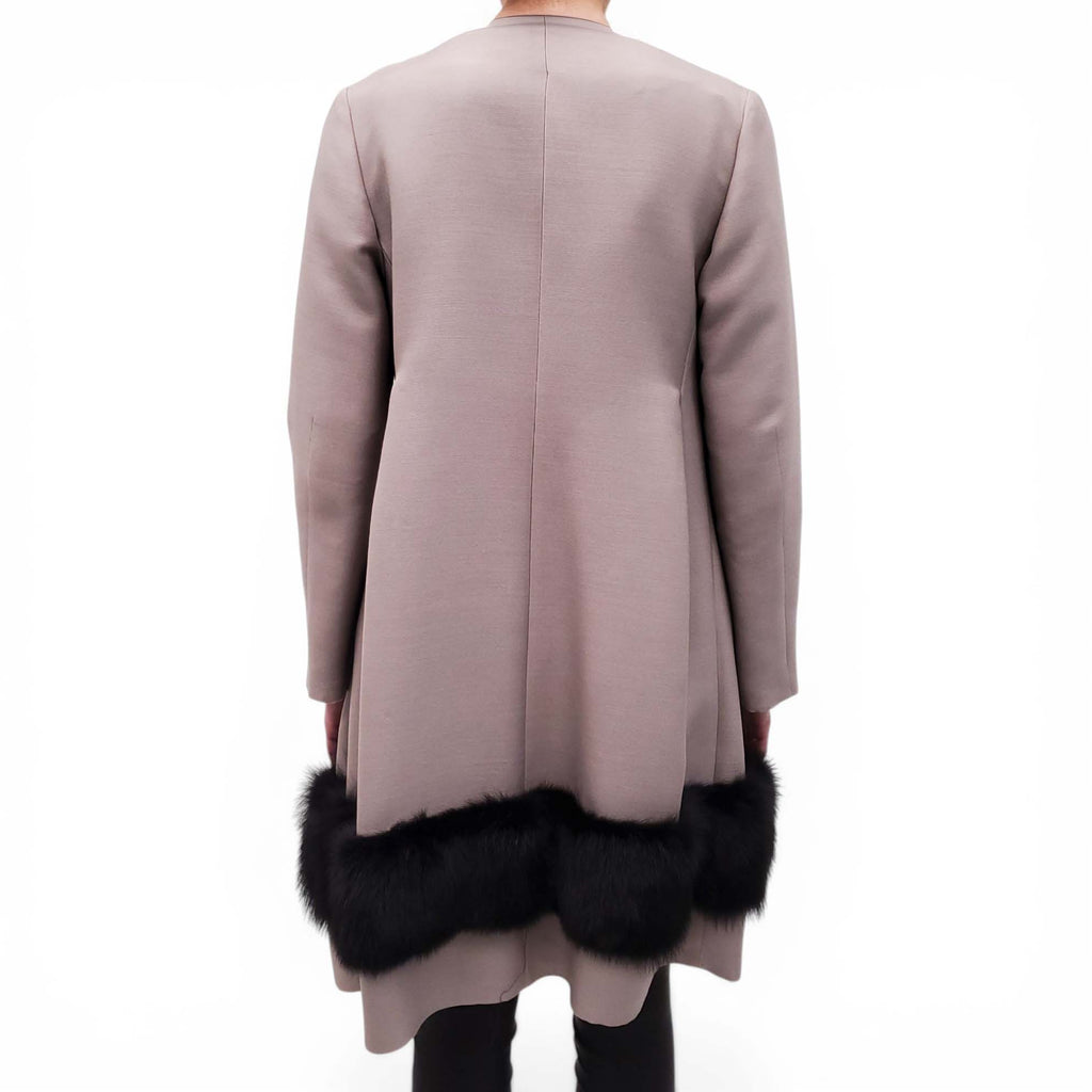 MARNI TAUPE COAT WITH MINK FUR - SIZE 40