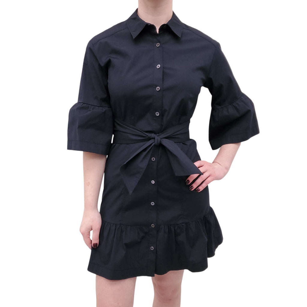 VERONICA BEARD BLACK COTTON DRESS WITH TIE - SIZE 4