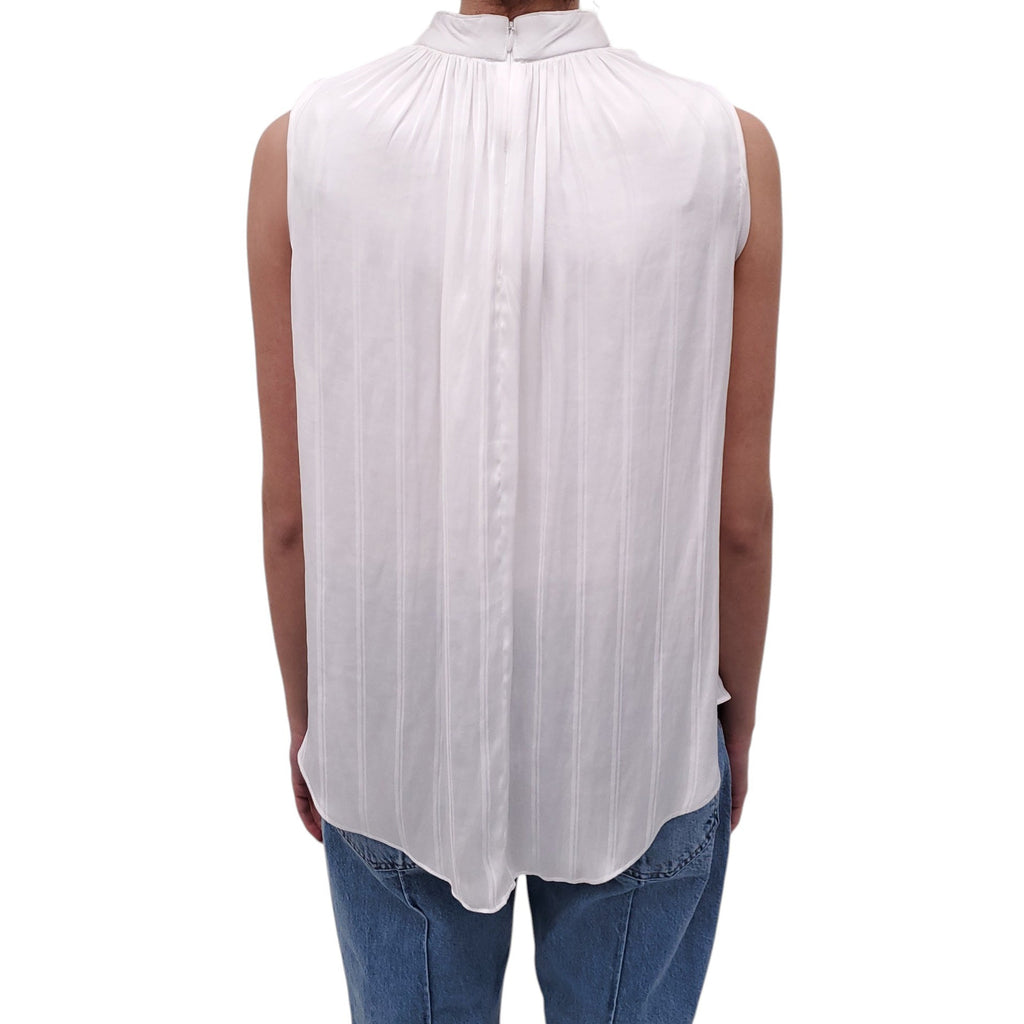 SMYTHE WHITE STRIPED SLEEVELESS BLOUSE - SIZE S