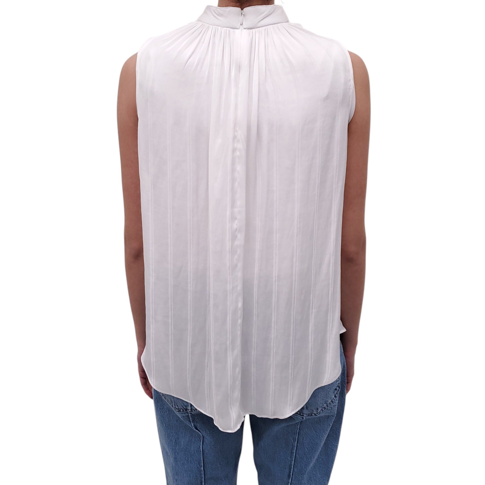 SMYTHE WHITE STRIPED SLEEVELESS BLOUSE - SIZE S