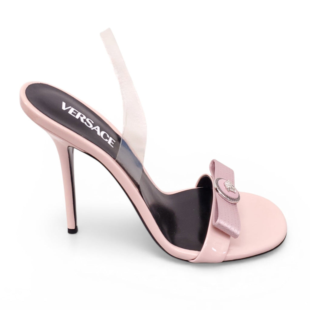 VERSACE BLUSH RIBBON STILETTO SANDAL HEELS - SIZE 40
