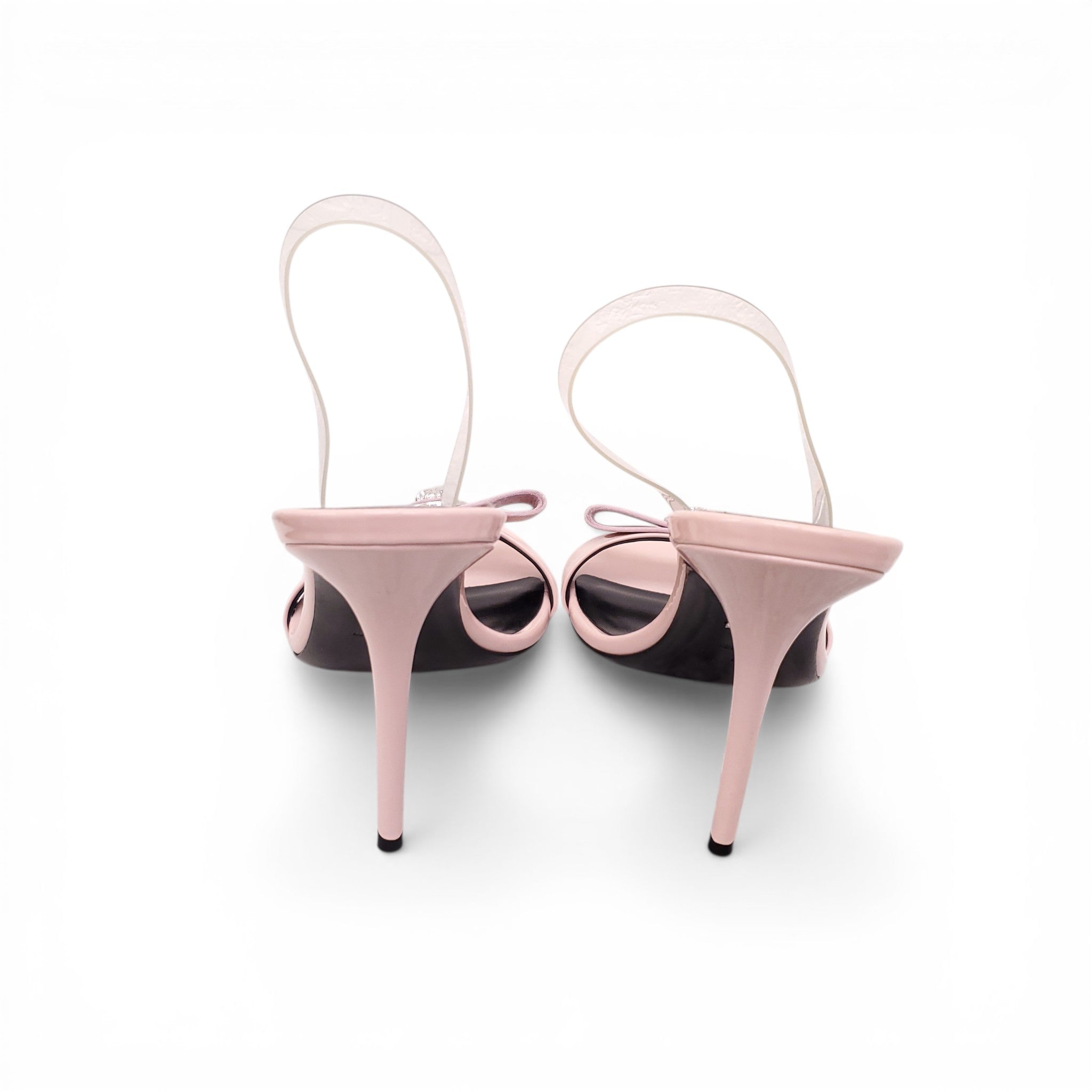 VERSACE BLUSH RIBBON STILETTO SANDAL HEELS - SIZE 40