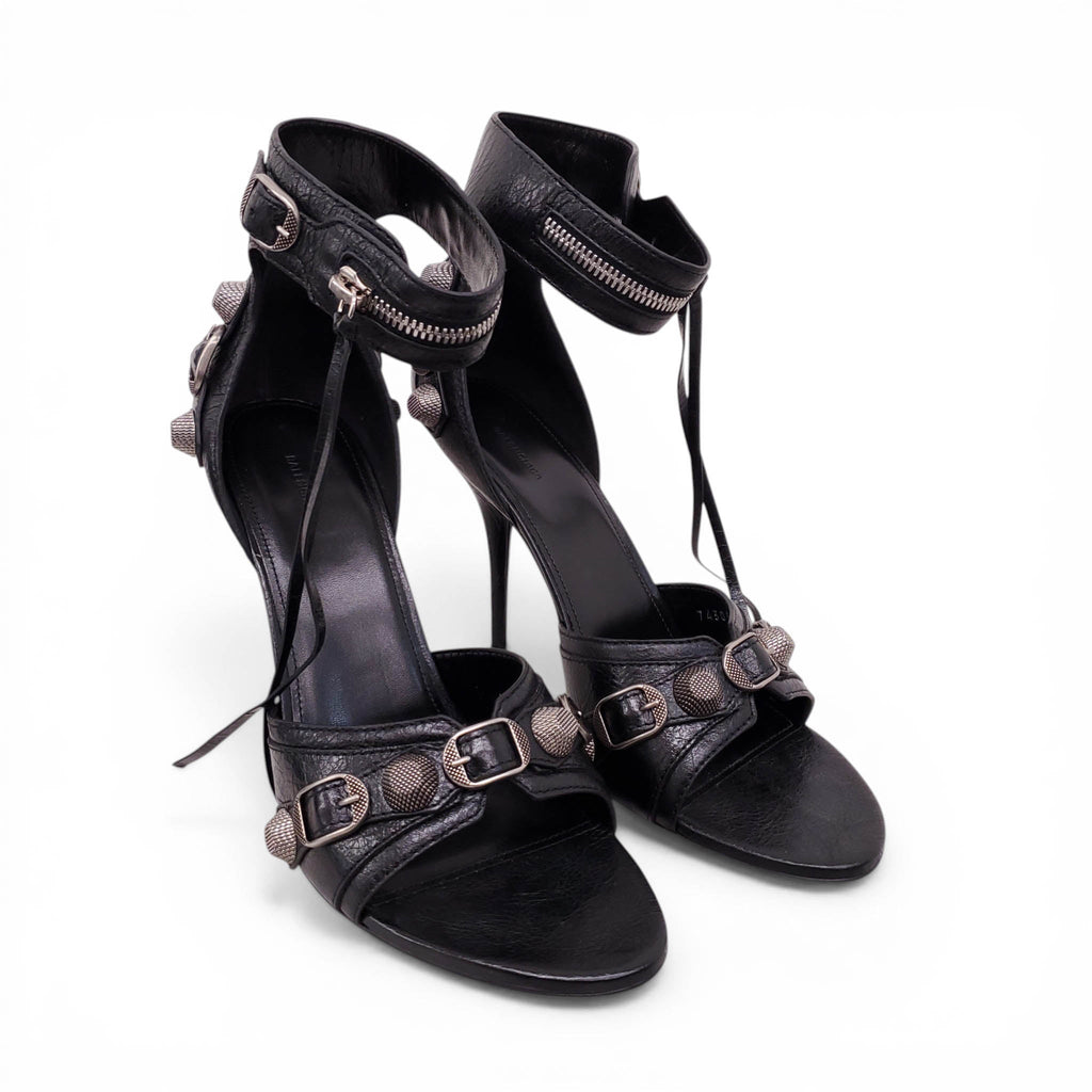 BALENCIAGA BLACK CAGOLE SANDAL HEELS - SIZE 40