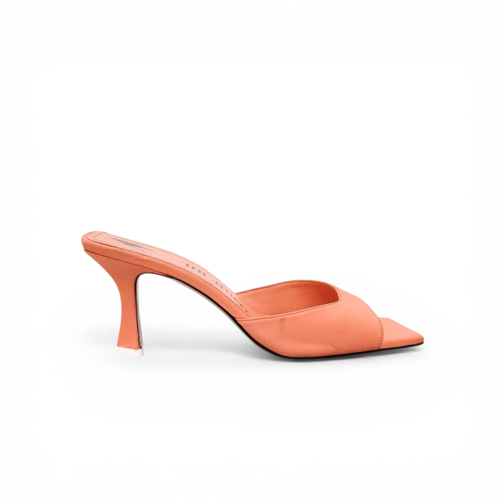 THE ATTICO ORANGE SATIN PEEP TOE MULES - SIZE 39