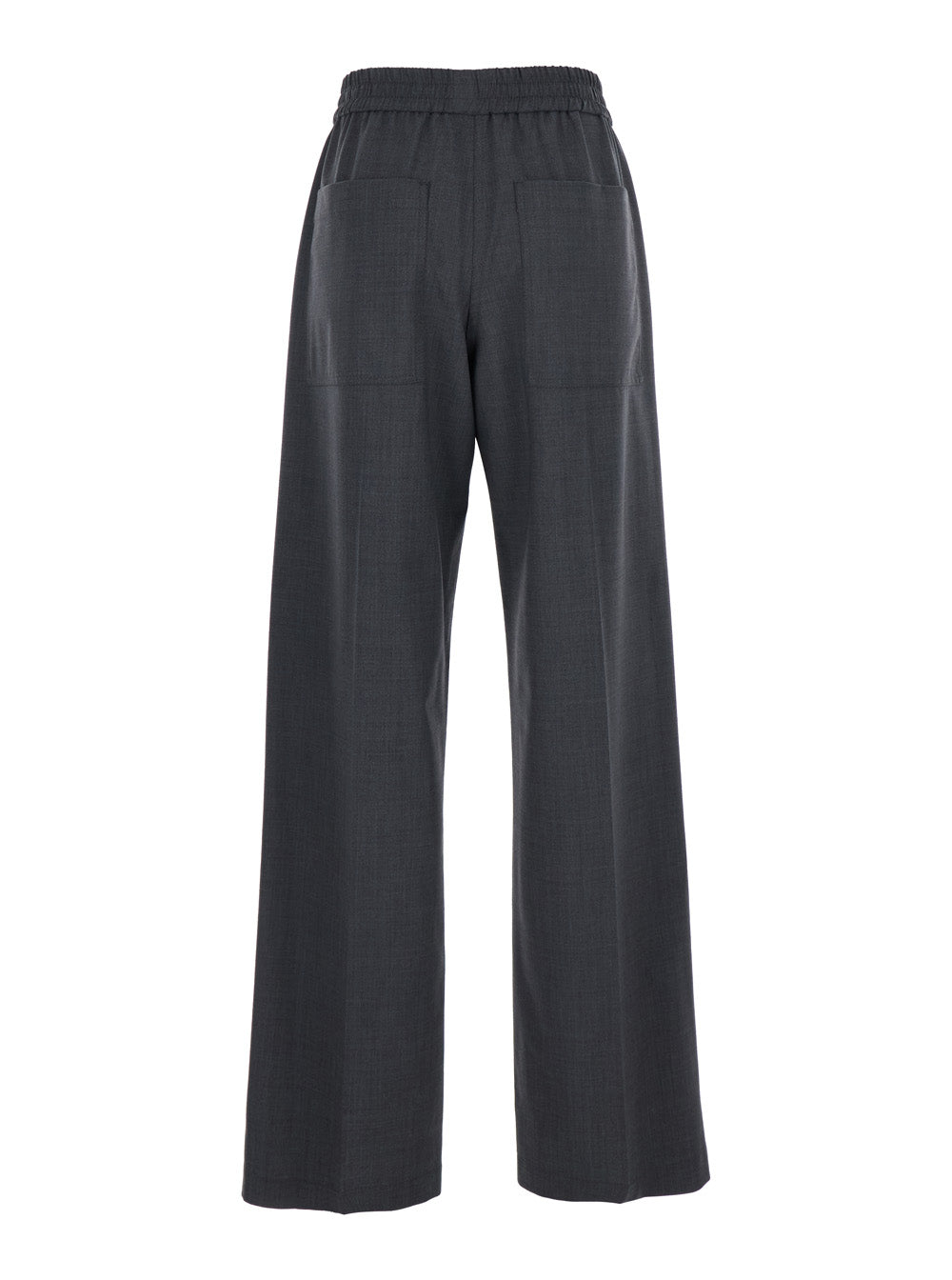Brunello Cucinelli Women Grey Pants With Elasticized Waist In Stretch Wool Blend Women