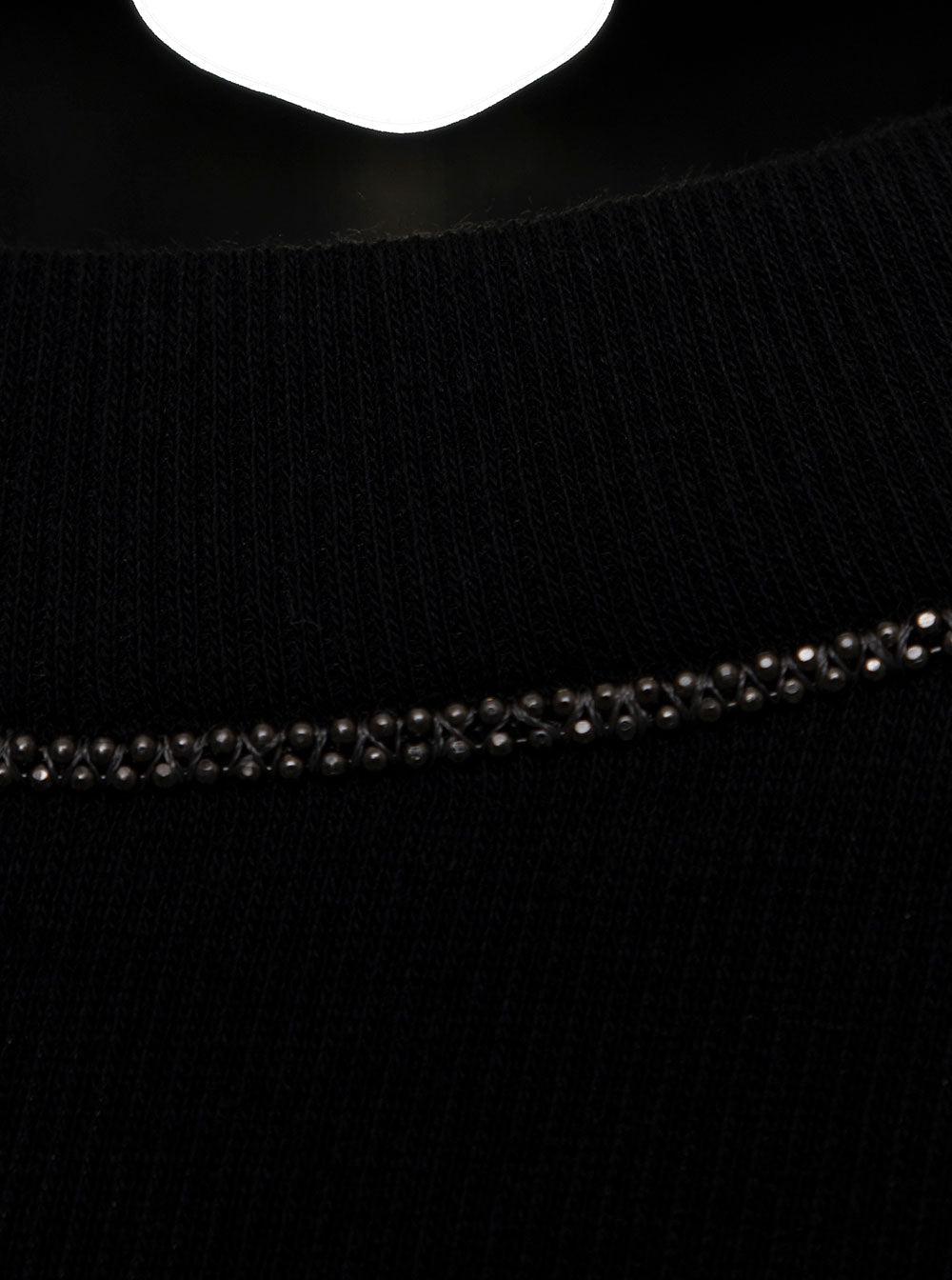 Brunello Cucinelli Women Black Long Sleeve T-Shirt With Round Neck And Monile Details In Cotton Women
