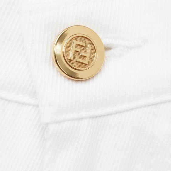 FENDI WHITE LOGO JEANS - SIZE 38