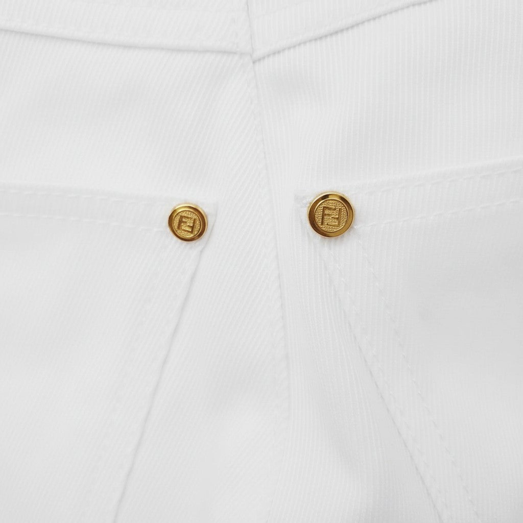 FENDI WHITE LOGO JEANS - SIZE 38
