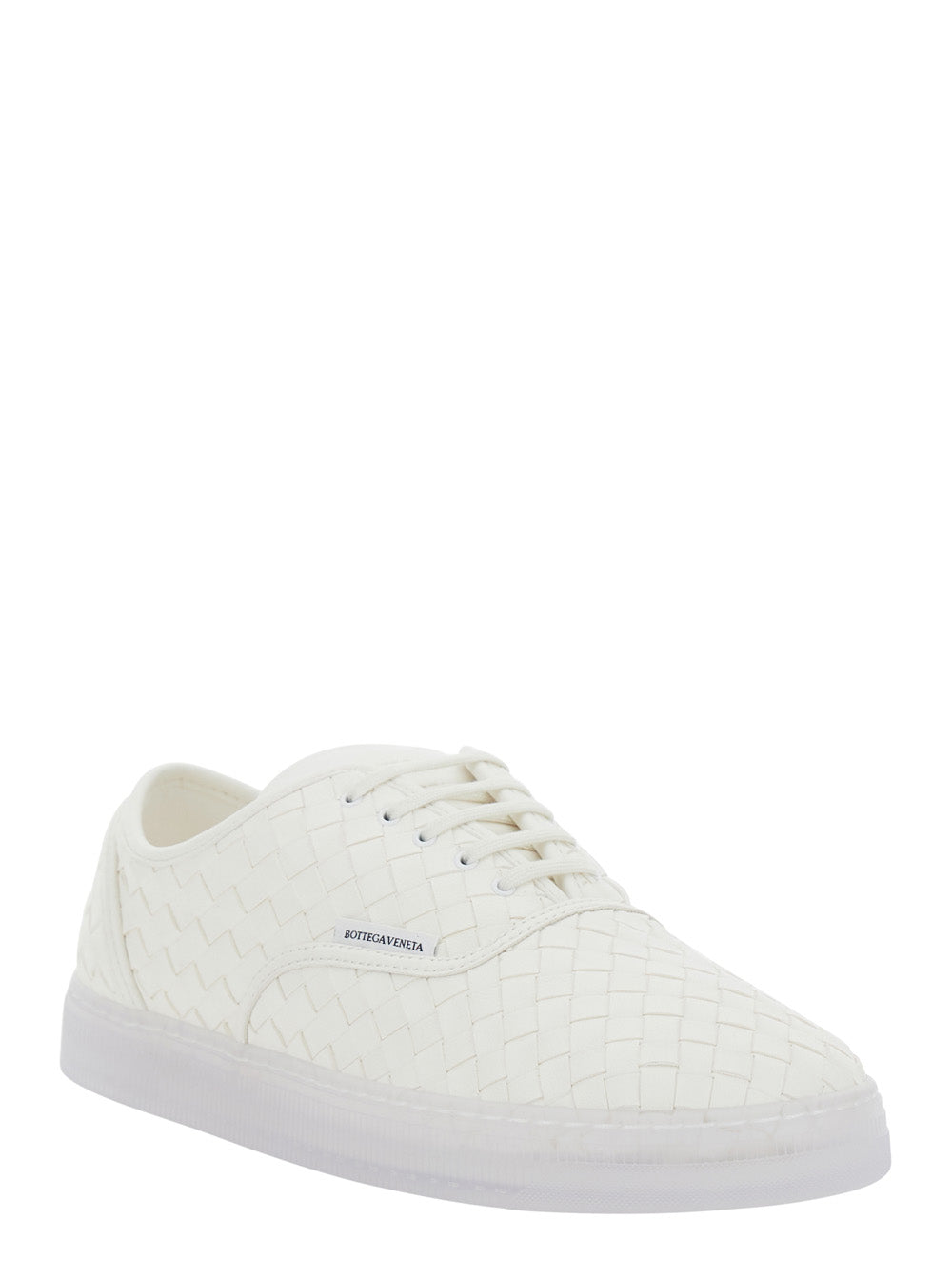 Bottega Veneta Women 'Serenawhite Sneakers With Logo Lettering On The Tongue And Intreccio Motif In Leather For Women