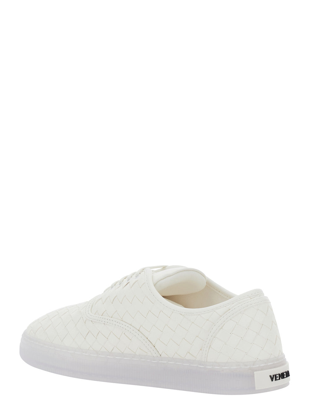 Bottega Veneta Women 'Serenawhite Sneakers With Logo Lettering On The Tongue And Intreccio Motif In Leather For Women