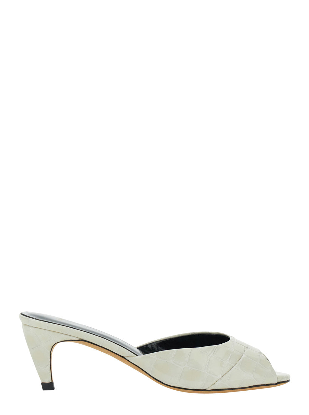 Jude Women Cave Mule Cream Croc Embossed Leather