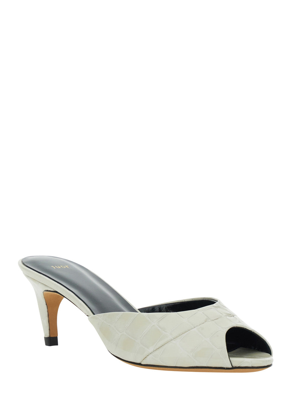 Jude Women Cave Mule Cream Croc Embossed Leather