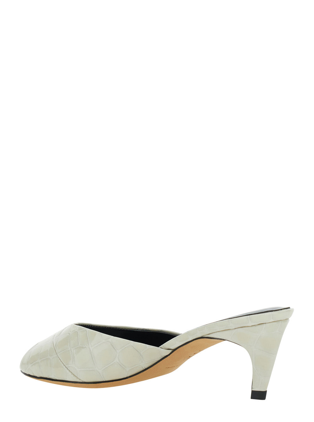 Jude Women Cave Mule Cream Croc Embossed Leather
