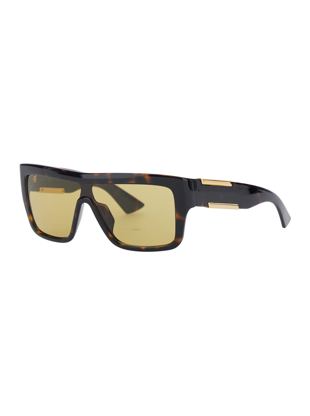 Bottega Veneta Women Brown Aviator Sunglasses With Square Lenses And Metal Plates On The Side In Plastic For Women