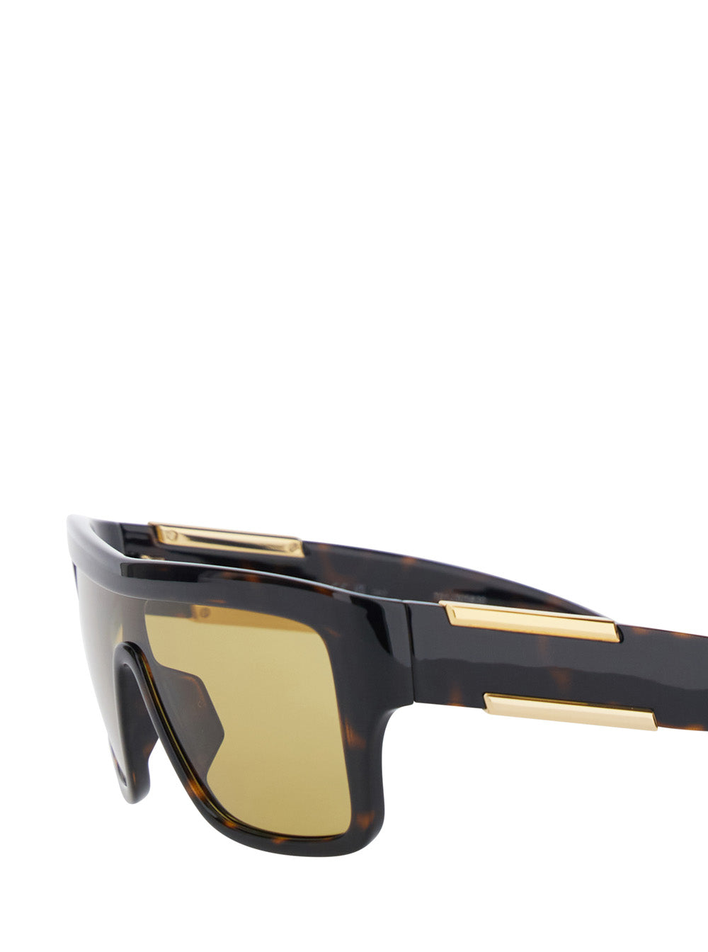 Bottega Veneta Women Brown Aviator Sunglasses With Square Lenses And Metal Plates On The Side In Plastic For Women