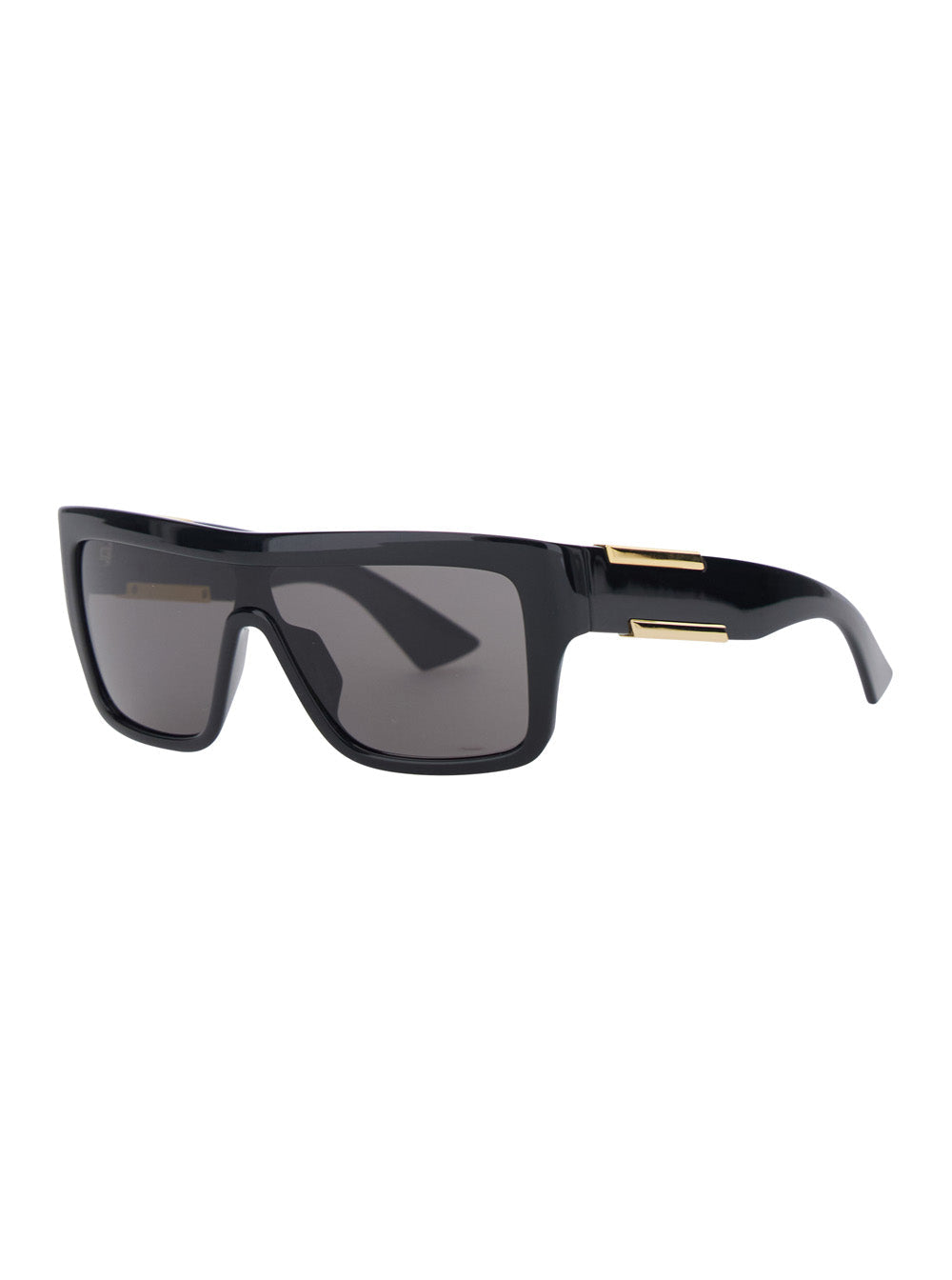 Bottega Veneta Women Black Aviator Sunglasses With Square Lenses And Metal Plates On The Side In Plastic For Women