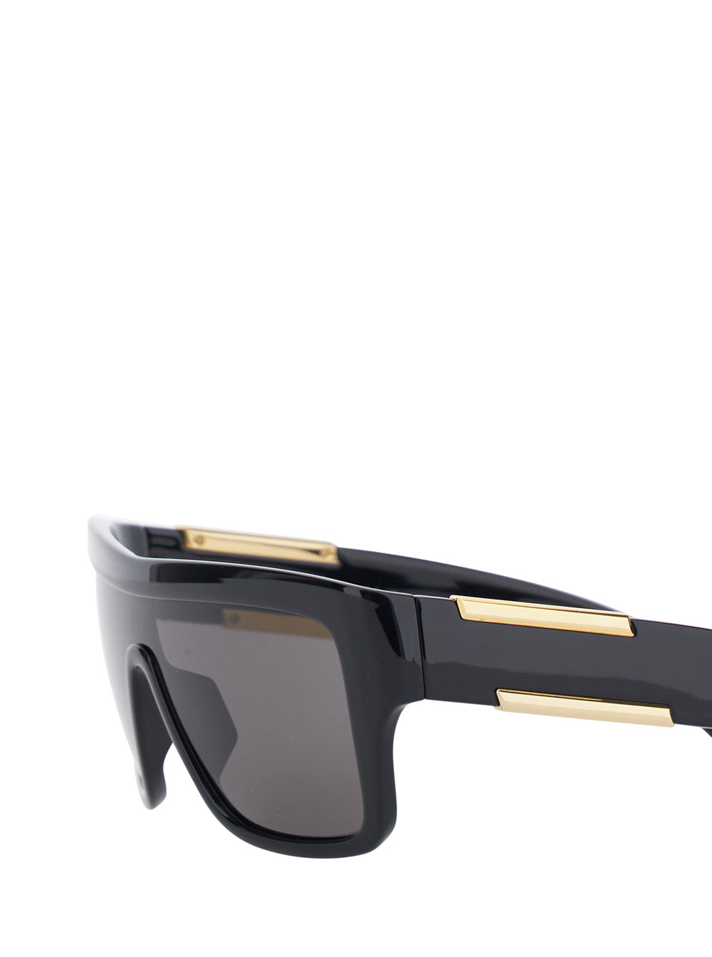 Bottega Veneta Women Black Aviator Sunglasses With Square Lenses And Metal Plates On The Side In Plastic For Women