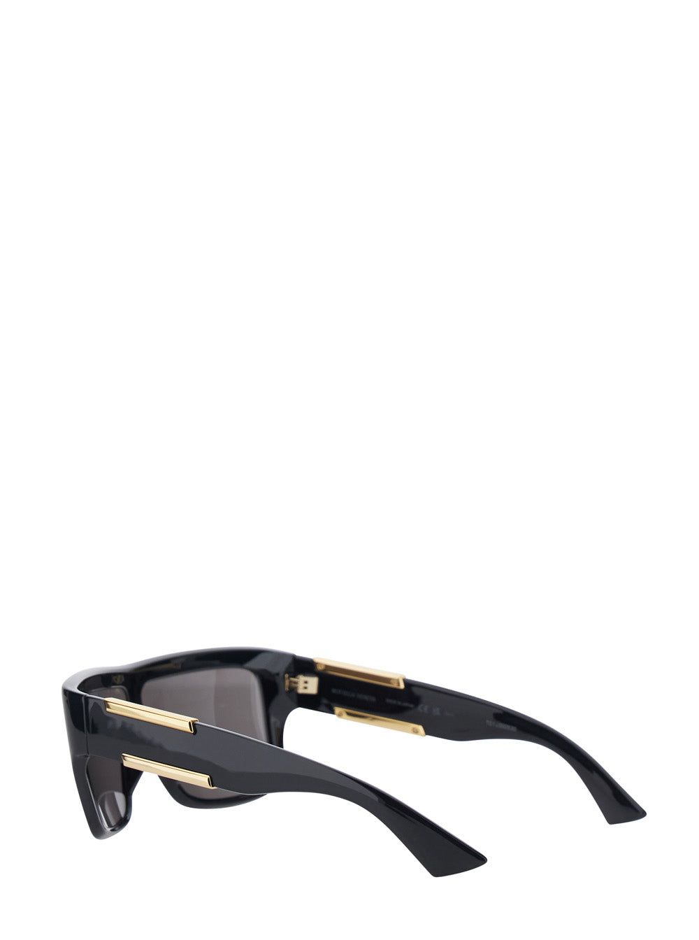Bottega Veneta Women Black Aviator Sunglasses With Square Lenses And Metal Plates On The Side In Plastic For Women