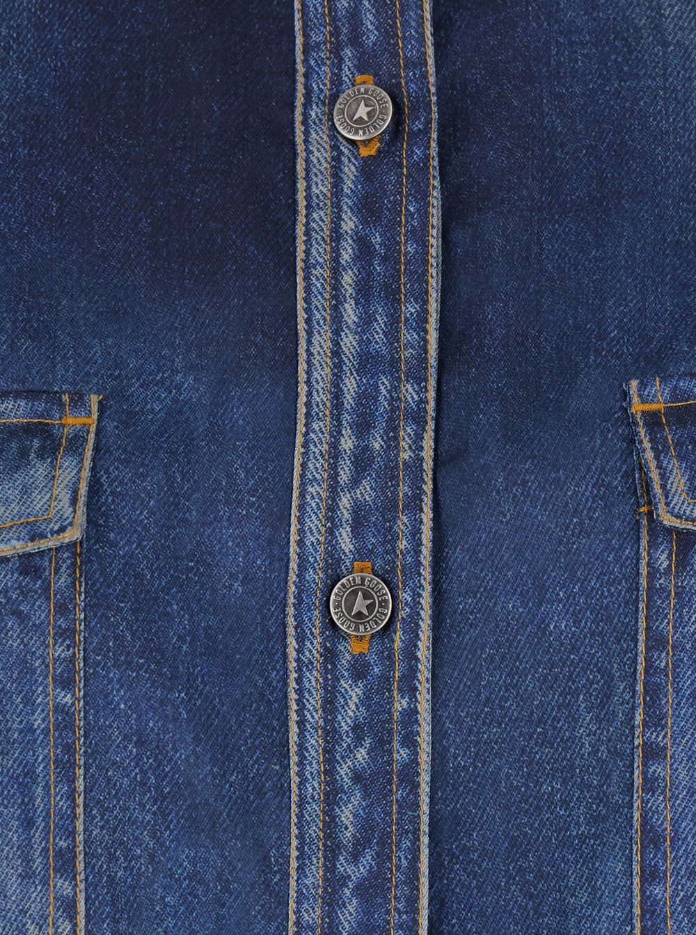 Golden Goose Women Blue Long-Sleeved Shirt With Classic Collar And Vintage Effect In Denim For Women