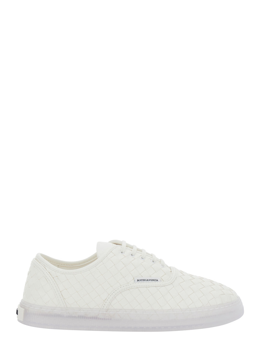 Bottega Veneta Women 'Serenawhite Sneakers With Logo Lettering On The Tongue And Intreccio Motif In Leather For Women