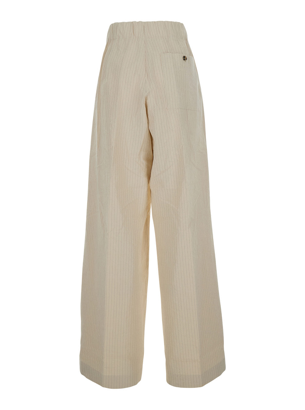 Dries Van Noten Women 'Pila' Beige Pants With Elasticated Waist And All-Over Striped Motif In Cotton For Women