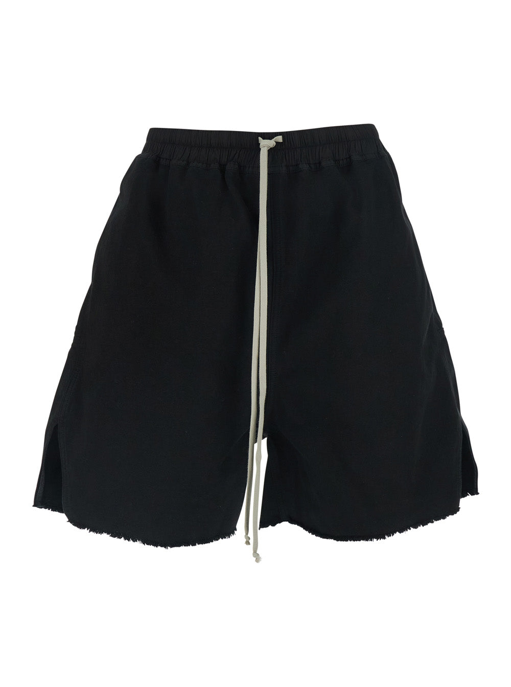 Drkshdw Men Black Shorts With Elasticated Drawstring Waist And Zip At The Back In Cotton For Men
