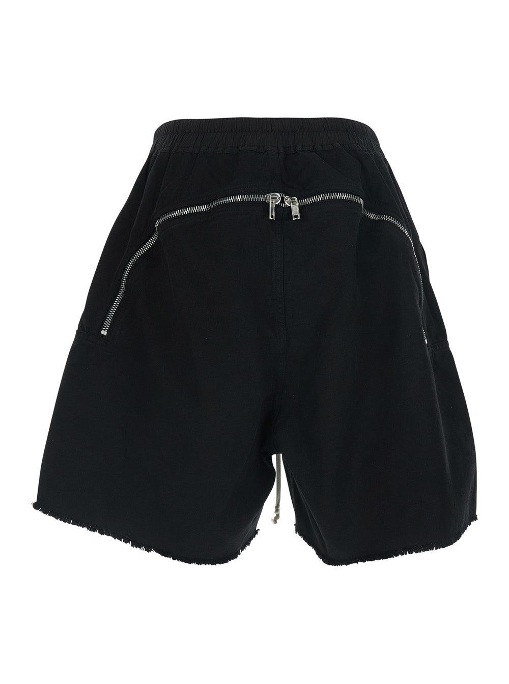 Drkshdw Men Black Shorts With Elasticated Drawstring Waist And Zip At The Back In Cotton For Men