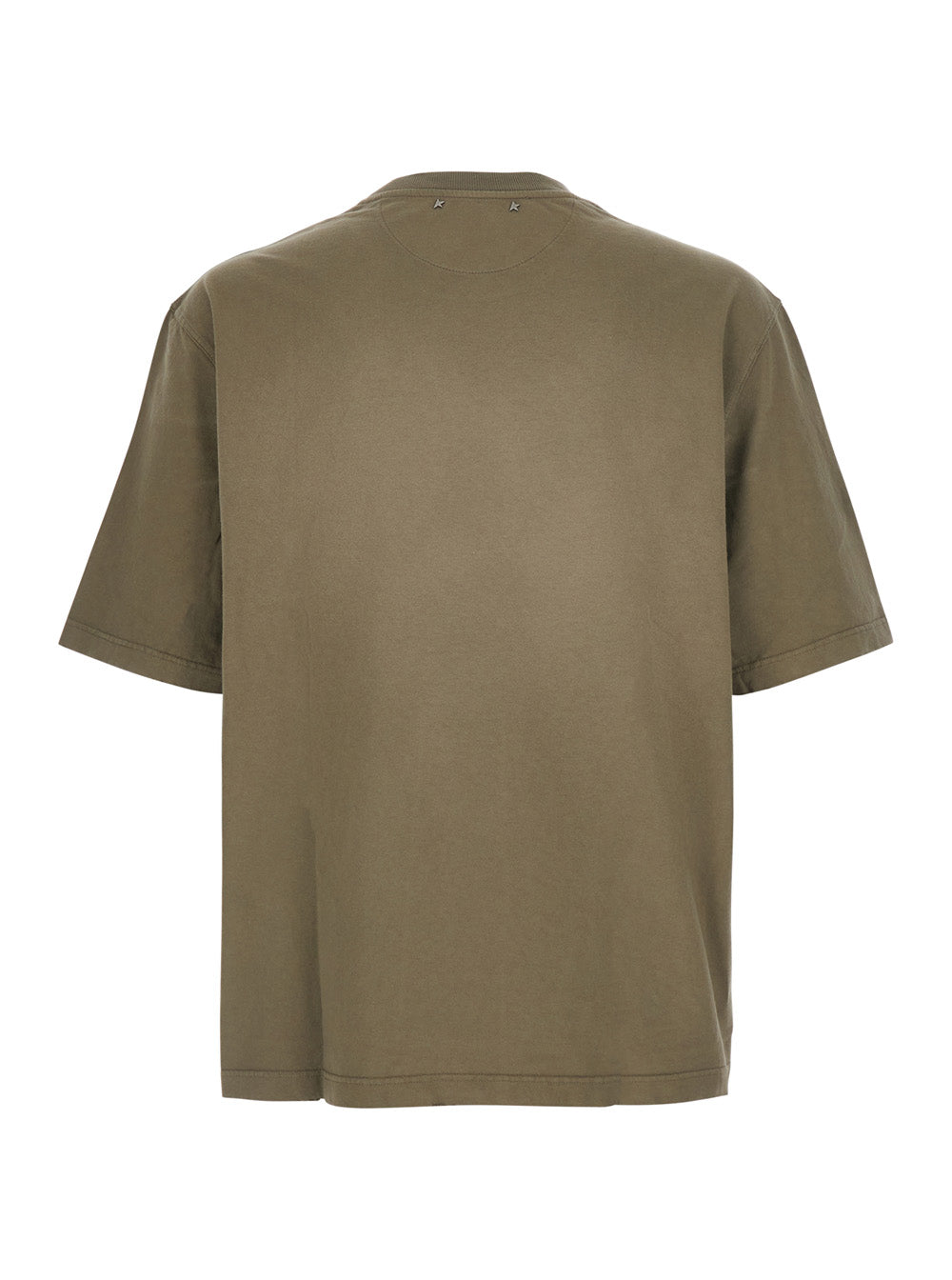 Golden Goose Men Brown Round Neck T-Shirt With Logo Lettering Embroidery On The Front In Cotton For Men