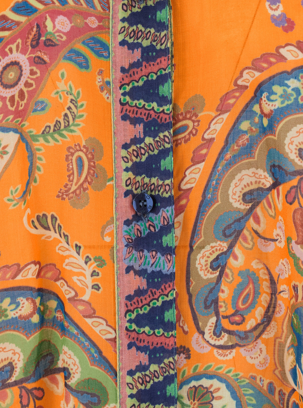 Etro Women Orange Oversized Shirt With Classic Collar And All-Over Print In Ramie For Women