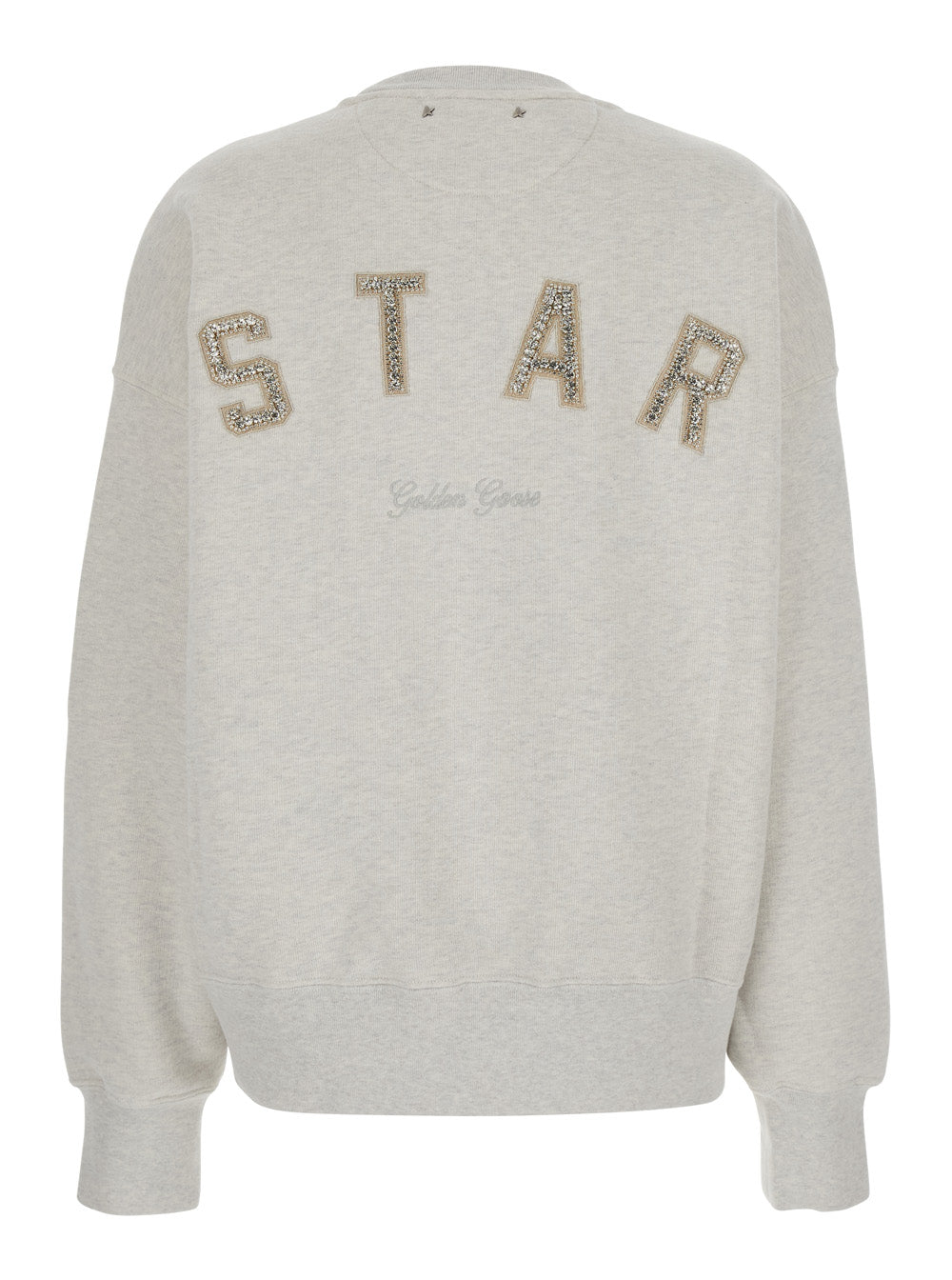 Golden Goose Women Gray Crewneck Sweatshirt With Glitter Logo Lettering On The Front In Cotton For Women