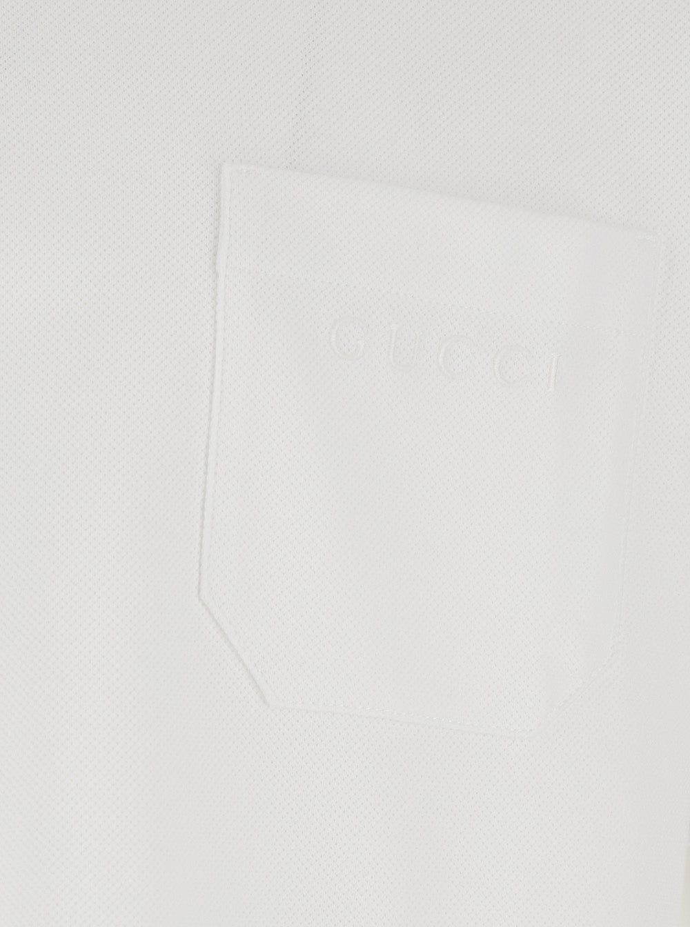 Gucci Men White Polo Shirt With Web Detail On Collar And Sleeves And Tone-On-Tone Logo Lettering On The Front In Cotton For Men