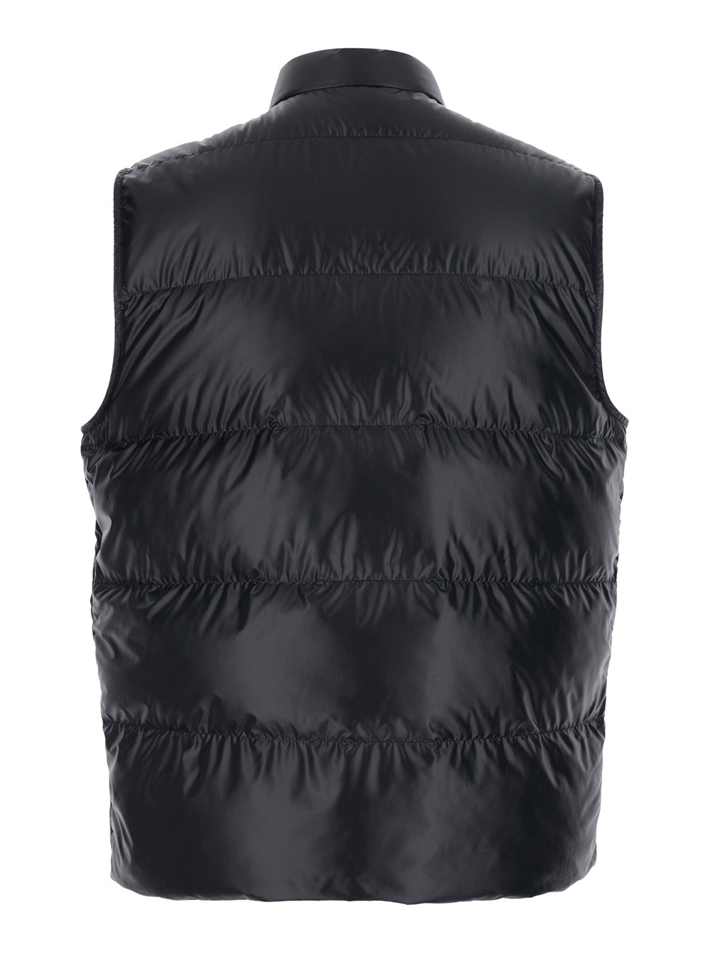 Moncler Men 'Restigo' Black Vest With Front Button Closure And Logo Patch On The Front In Tech Fabric Men
