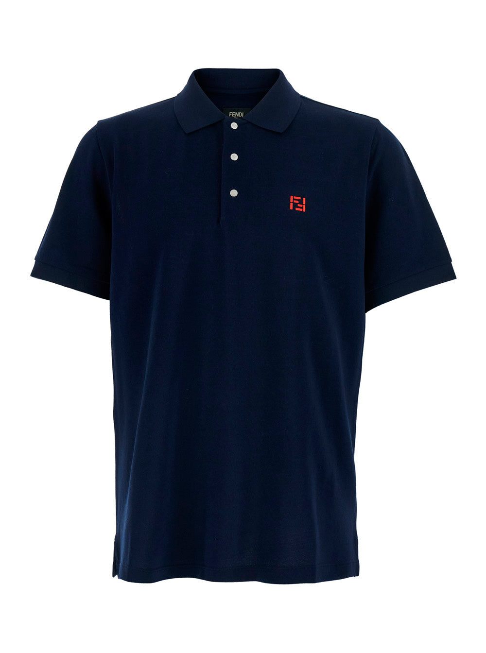 Fendi Men Blue Polo With Classic Collar And Logo On The Front In Cotton Men