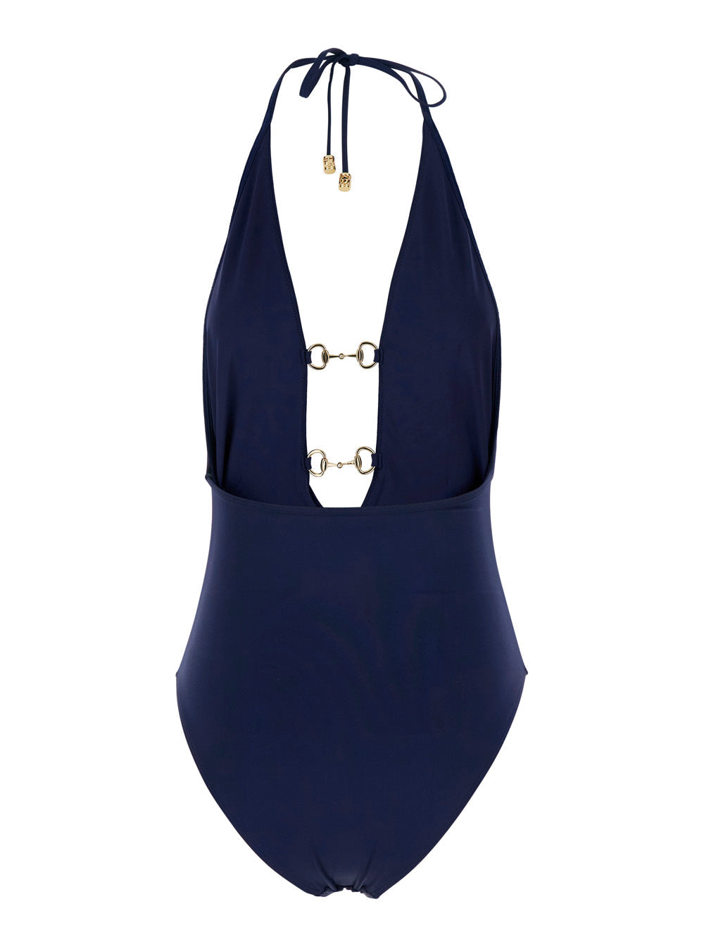 Gucci Women Blue One-Piece Swimsuit With Horsebit Plaque On The Front And Drawstring Closure In Tech Fabric For Women