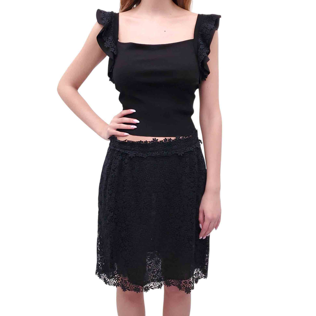 VALENTINO BLACK FLORAL LACE SET - SIZE M