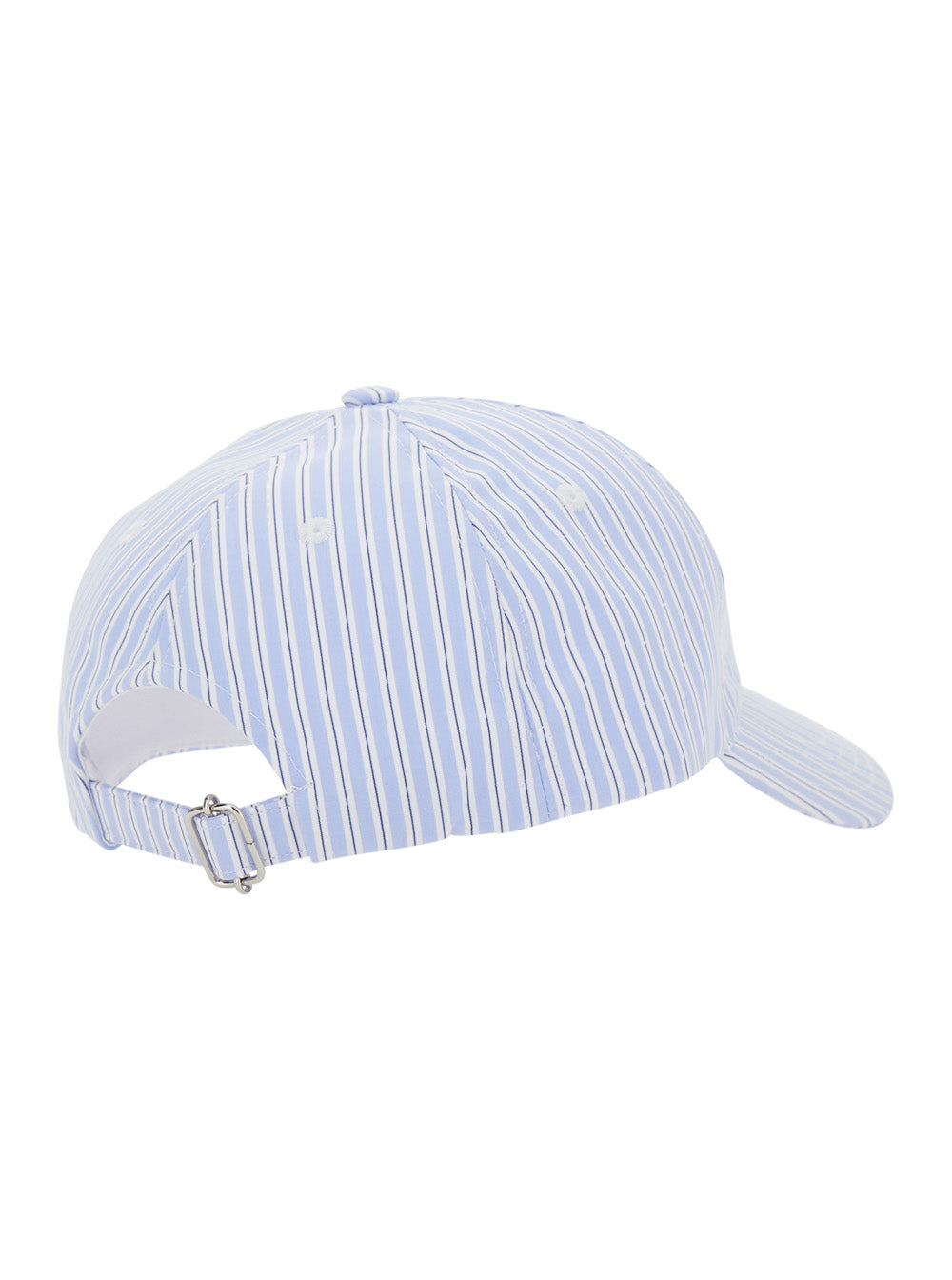 A.P.C. Men 'Charlie' Light Blue Baseball Hat With Logo Lettering On The Front And All-Over Stripes Motif In Cotton For Men