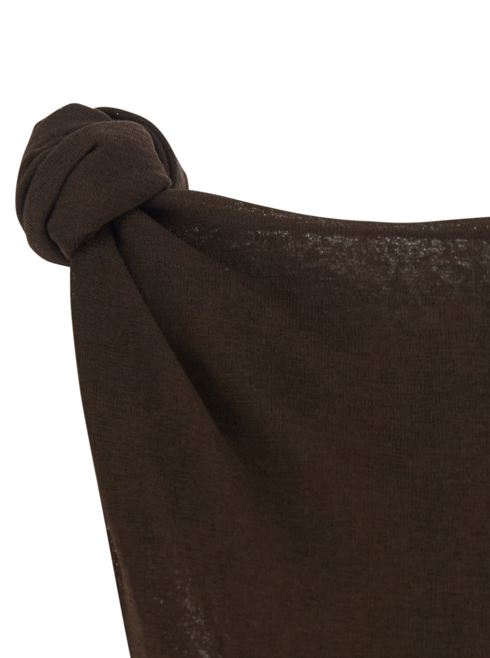 Ganni Women 'Marl' Brown Long Dress With Layered Design And Knot Detail In Tech Fabric Women