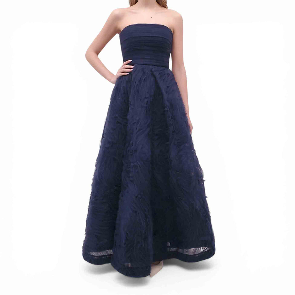 REBECCA VALLANCE NAVY ‘WILLOW’ TULLE GOWN - SIZE US 4