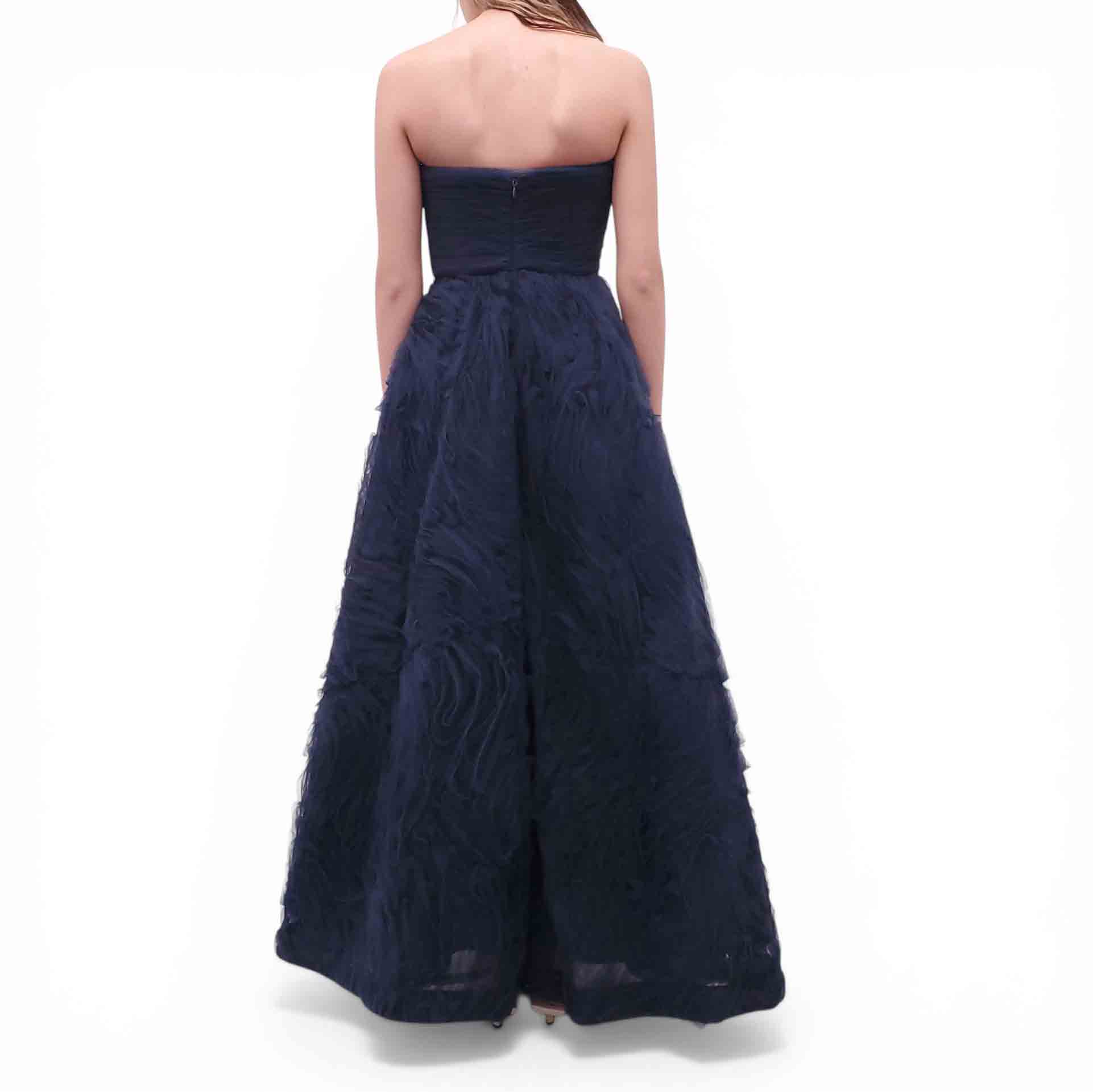 REBECCA VALLANCE NAVY ‘WILLOW’ TULLE GOWN - SIZE US 4