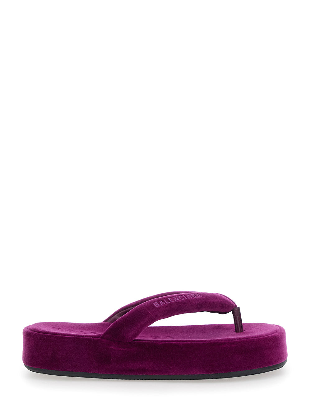 Balenciaga Women 'Jet Leg' Violet Sandals With Thong Design And Logo Lettering On The Strap In Cotton Blend For Women