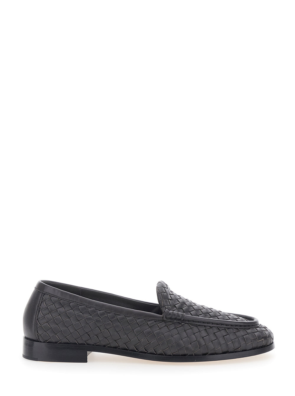 Bottega Veneta Men 'Silenzio' Brown Loafers With Rounded Toe And Intreccio Motif In Leather For Men