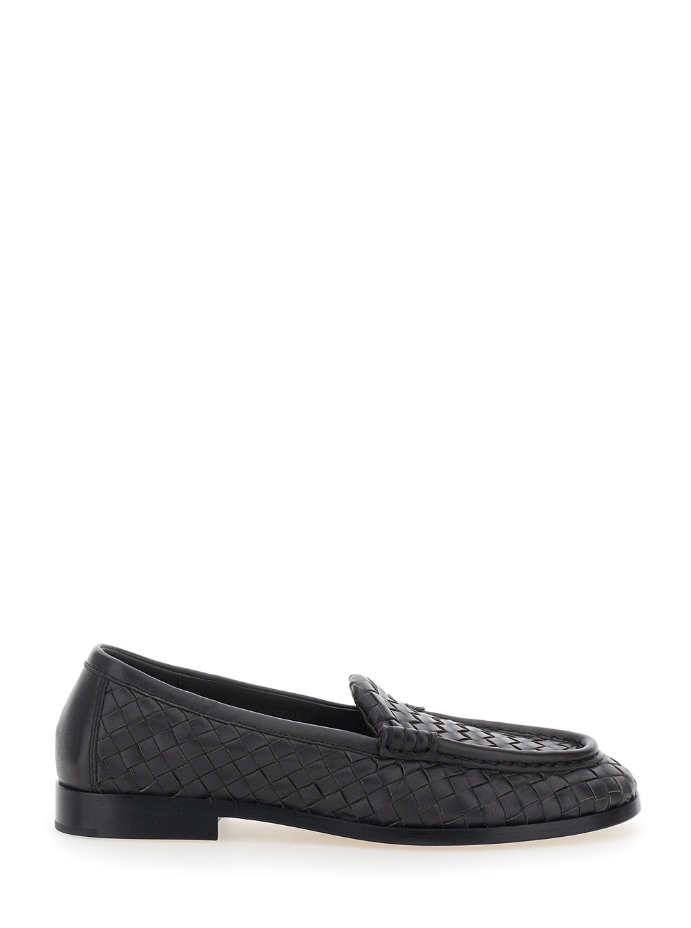 Bottega Veneta Women 'Silenzio' Brown Loafers With Rounded Toe And Intreccio Motif In Leather For Women