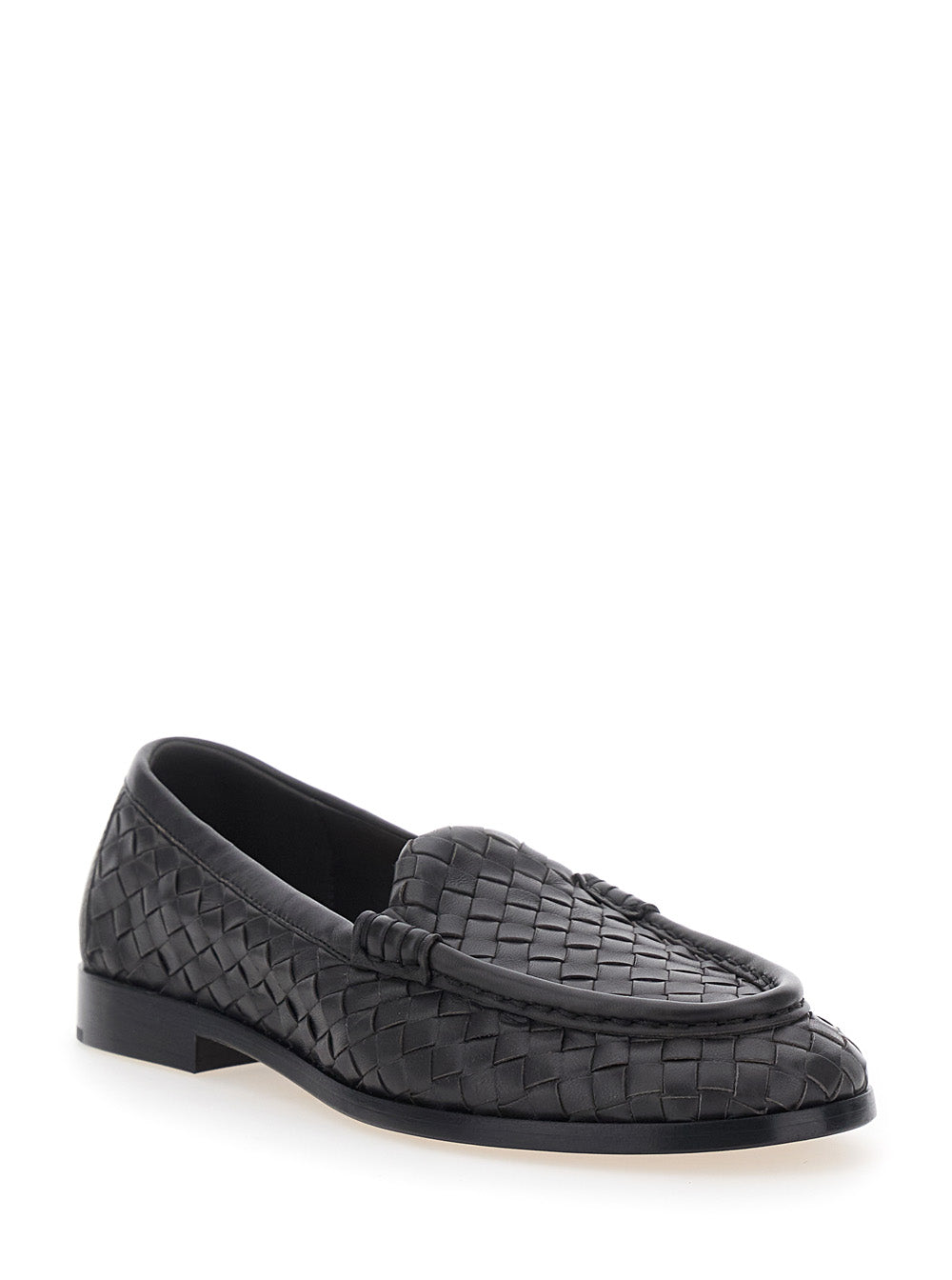 Bottega Veneta Women 'Silenzio' Brown Loafers With Rounded Toe And Intreccio Motif In Leather For Women