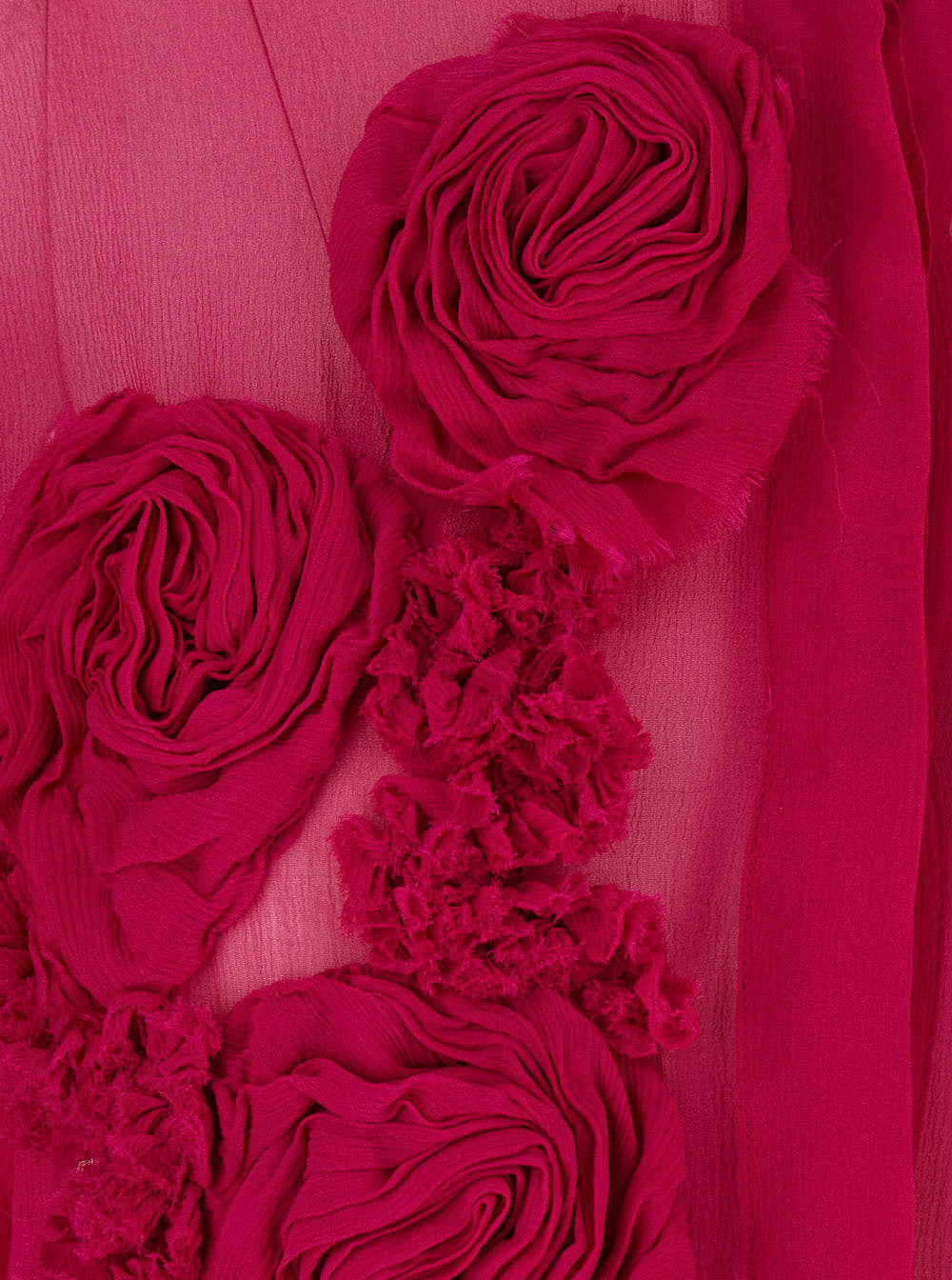 Dries Van Noten Women Fuchsia Shirt With Mandarin Collar And 3D Floral Embroidery All-Over In Silk For Women