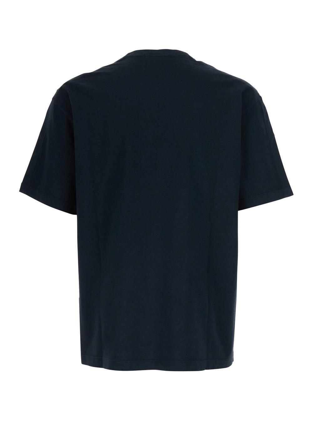 Stone Island Men Blue Crew Neck T-Shirt With Logo Lettering Embroidery On The Front In Cotton For Men
