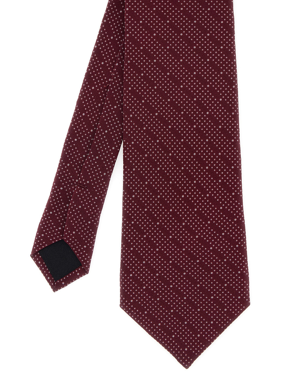 Saint Laurent Men Bordeaux Tie With All-Over Polka Dot Motif In Silk For Men