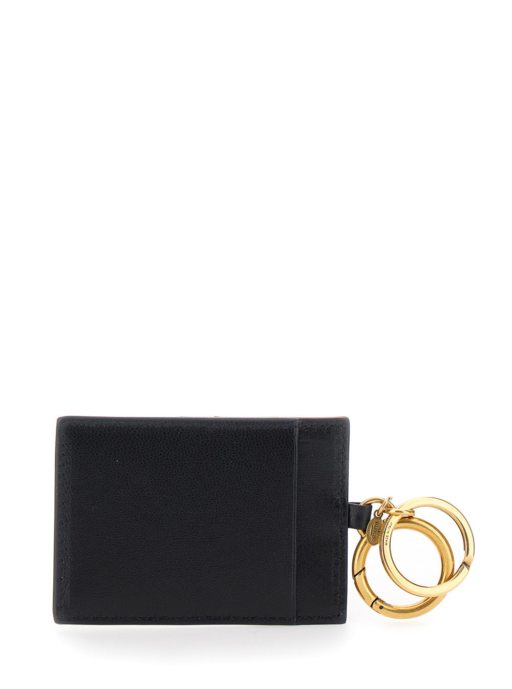 Valentino Garavani Men Brown Keychain With Ring Closure And Rectangular Design With Vlogo On The Front In Leather For Men