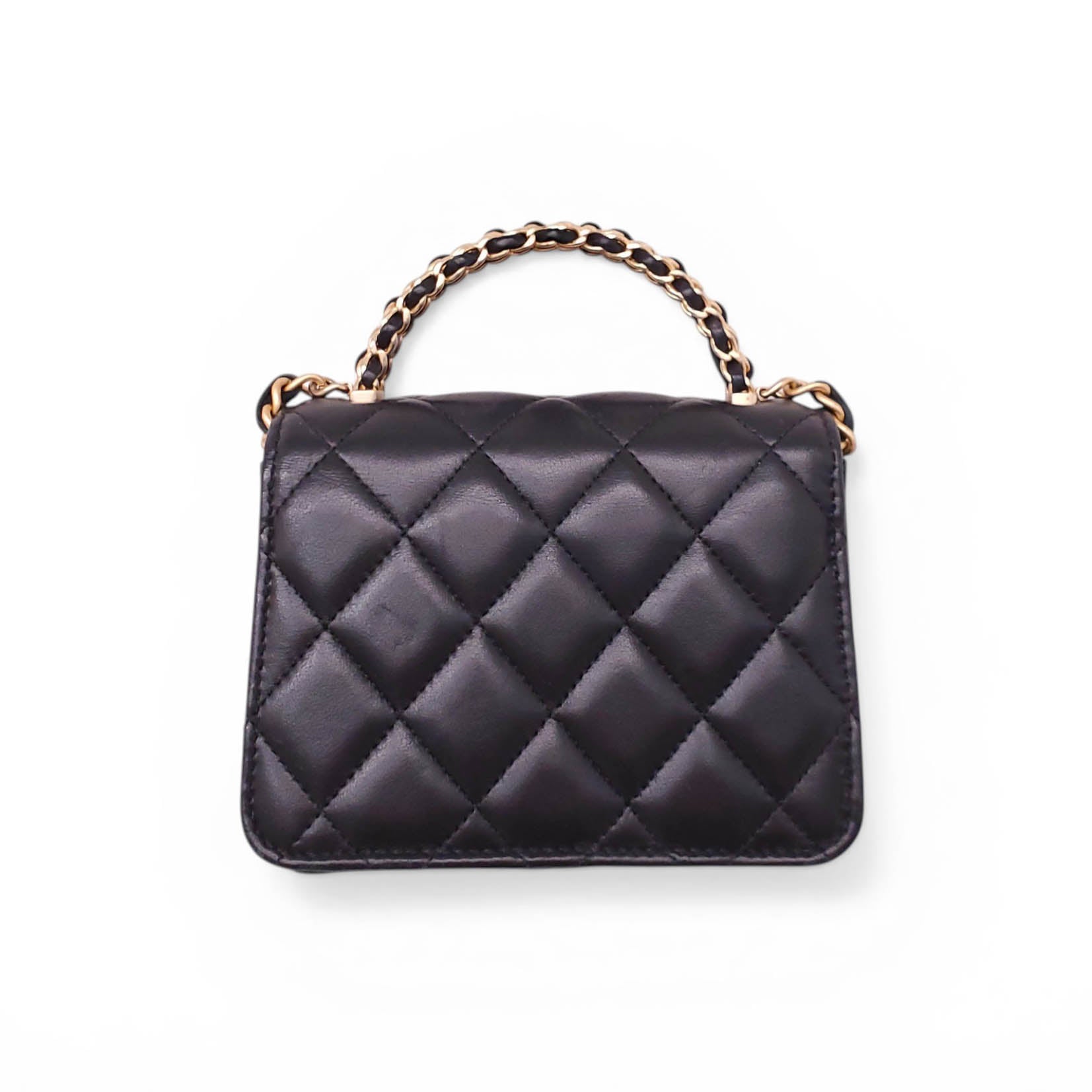 CHANEL MINI LEATHER CROSSBODY BAG WITH TOP HANDLE