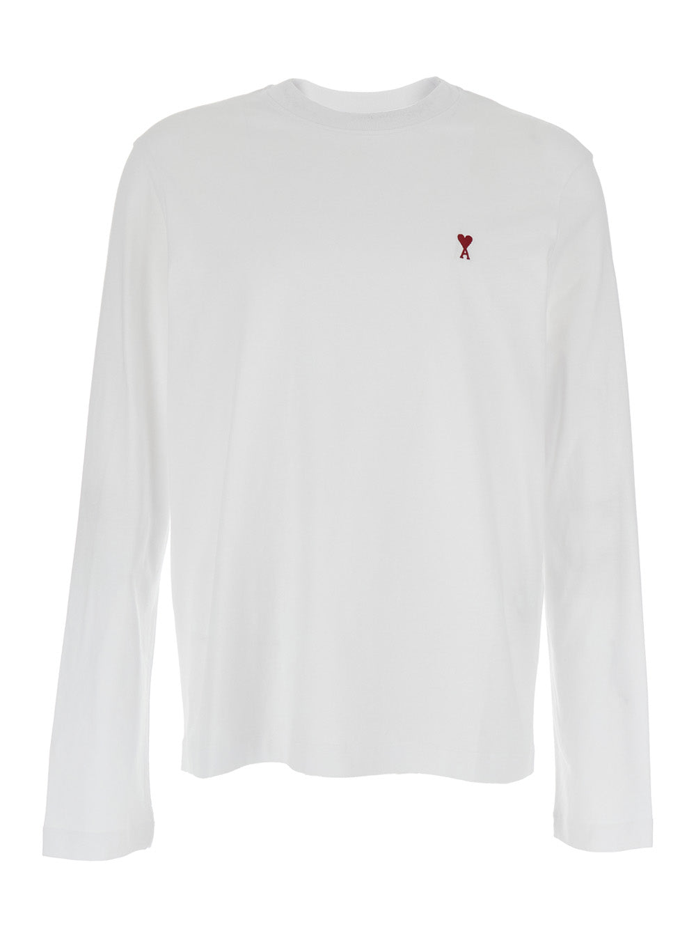 Ami Paris Men White Long-Sleeve T-Shirt With Logo On The Front In Cotton Man