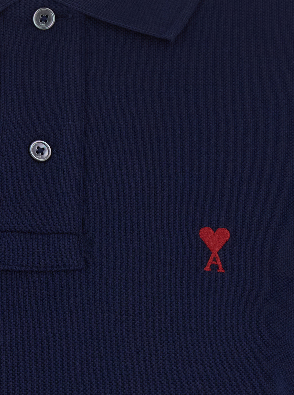 Ami Paris Men Polo With Classic Collar And Adc Embroidery On The Front In Blue Cotton For Women